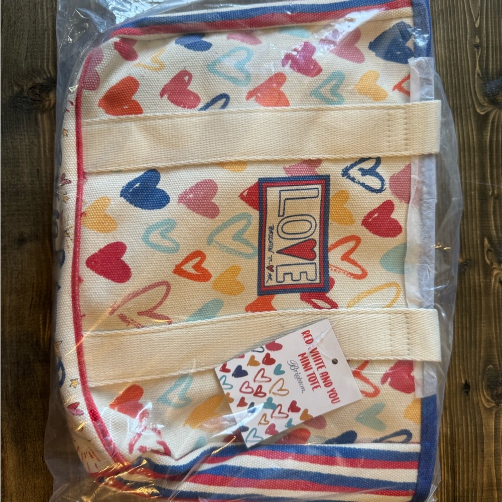 Red White and You “LOVE” Canvas Tote Bag – Colorful Heart Print NWT $150 Retail